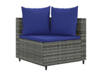 7-piece garden furniture set with cushions, grey woven resin UOVC57811
