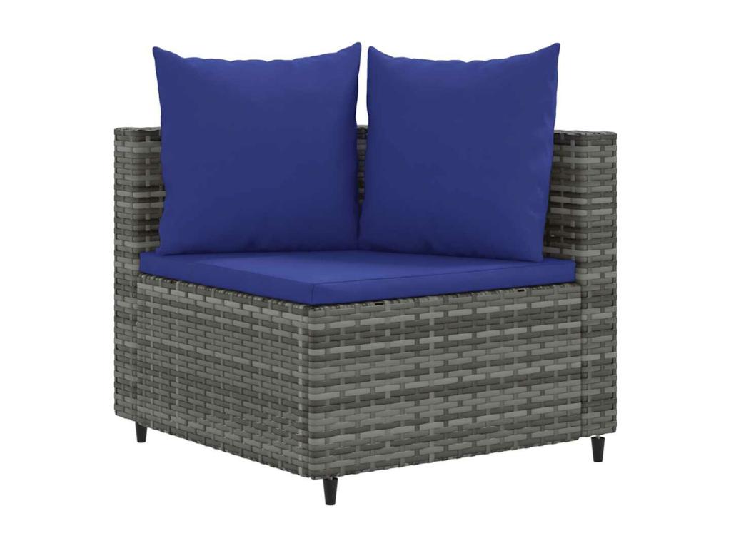 7-piece garden furniture set with cushions, grey woven resin UOVC57811