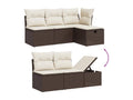 Garden furniture set with cushions, 6 pieces, brown woven resin, JGVF10538