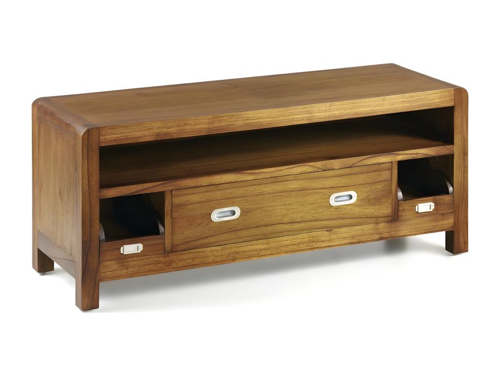 TV stand with 3 drawers, wood and bronze/brown finish, 115x40x47cm - Nobellea EHYZ62097