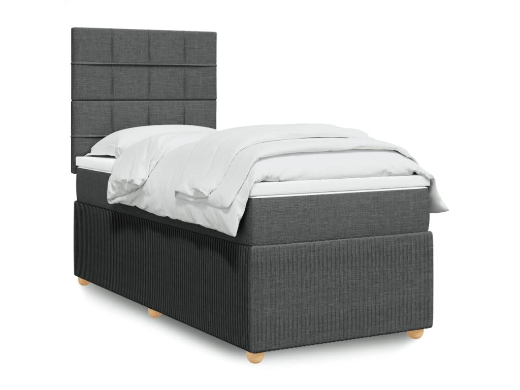 Nobellea bed base and mattress, Dark Grey, 90x190 cm, Fabric YVDS45100