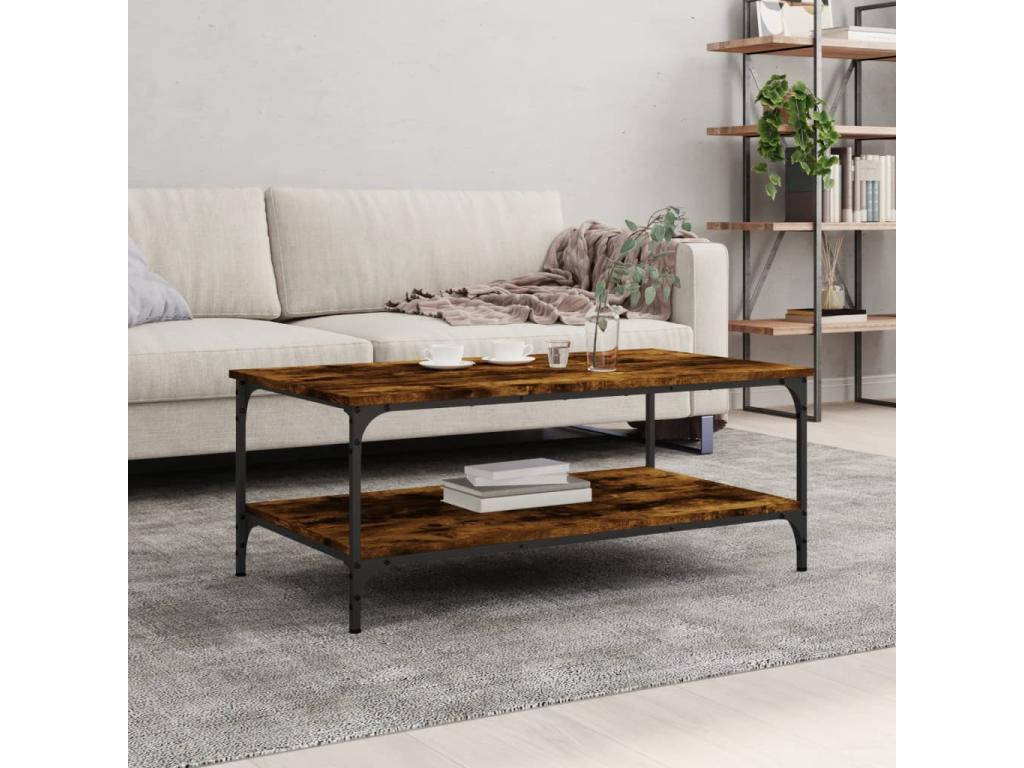 Smoked oak coffee table 100x55x40 engineered wood STCE17073