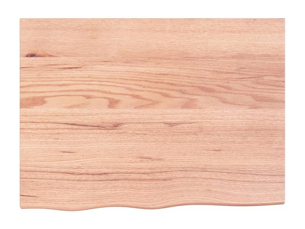 Light brown wall shelf 80x60x2 cm solid treated oak wood EAXD09066