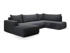 Boisona Dark Grey 5-seater U-shaped sofa bed with storage HDFE59954