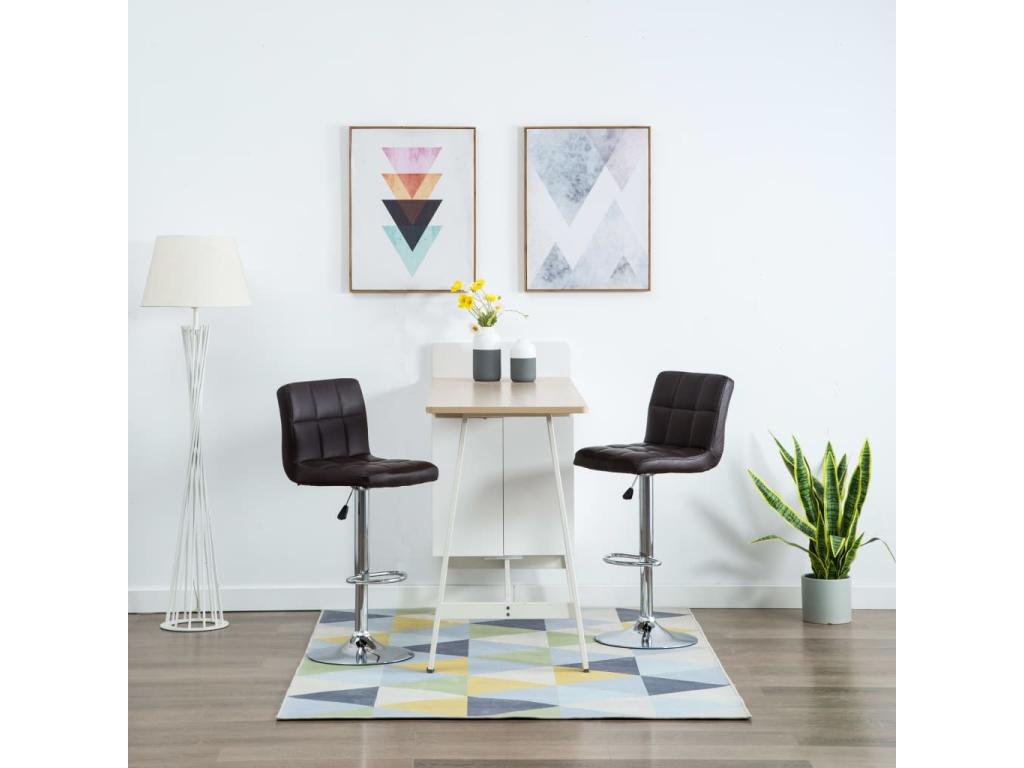 Set of 2 brown faux leather bar stools VAMC81958