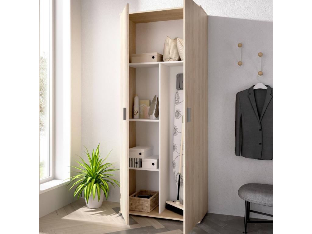 Boisona Multipurpose Cabinet, Multifunctional Broom Holder, 2-Door Cabinet, 78x35x190 cm, Oak, ETWI74918