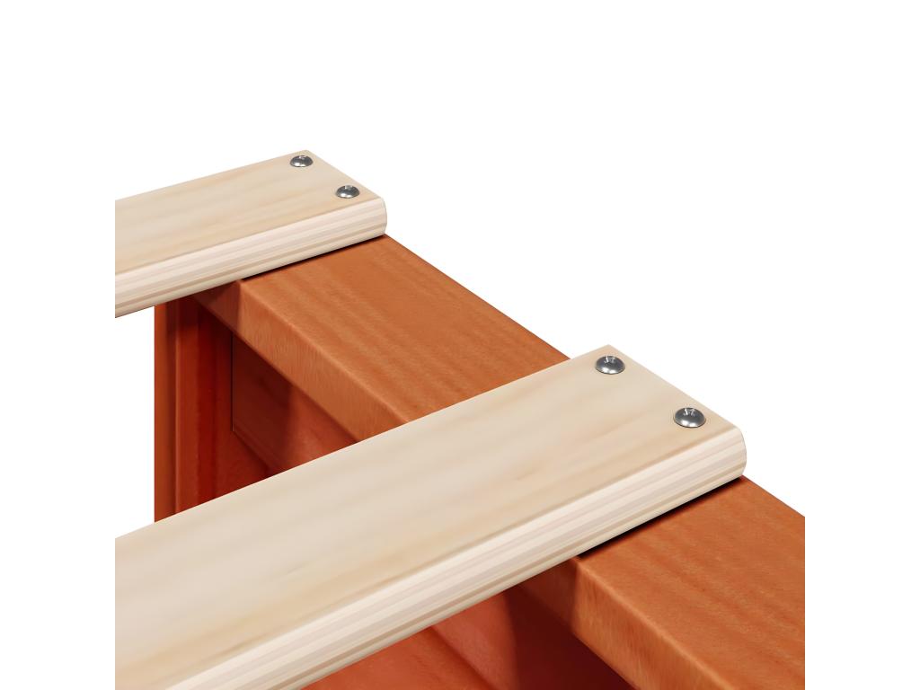 Bed frame without mattress, brown wax finish, 150x200cm, solid pine wood, QNHC69060