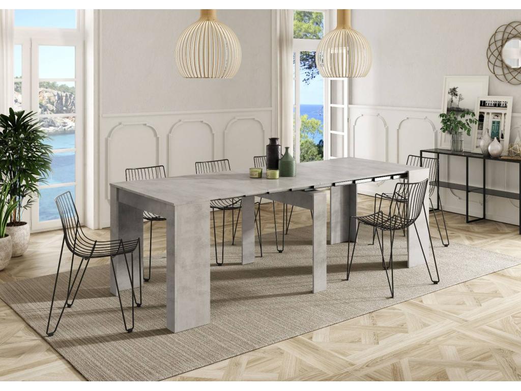 Boisona Console Extendable Dining Table, Table with versatile extensions, extends up to 10 seats, 51/237x90h78 cm, Cement MUKT01673