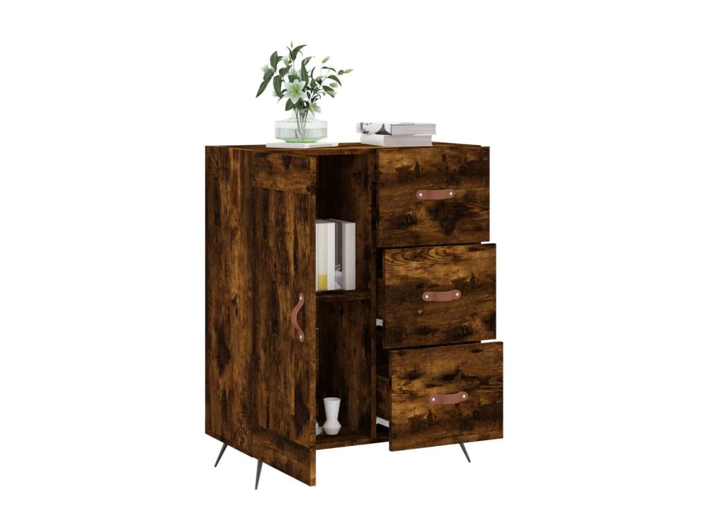 Smoked oak sideboard 69.5x34x90 cm engineered wood NIGU68737