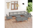 10-piece garden furniture set, solid pine wood, grey, WVLQ19746