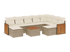 Garden furniture set with cushions, 10 pieces, beige woven resin AGAL04640