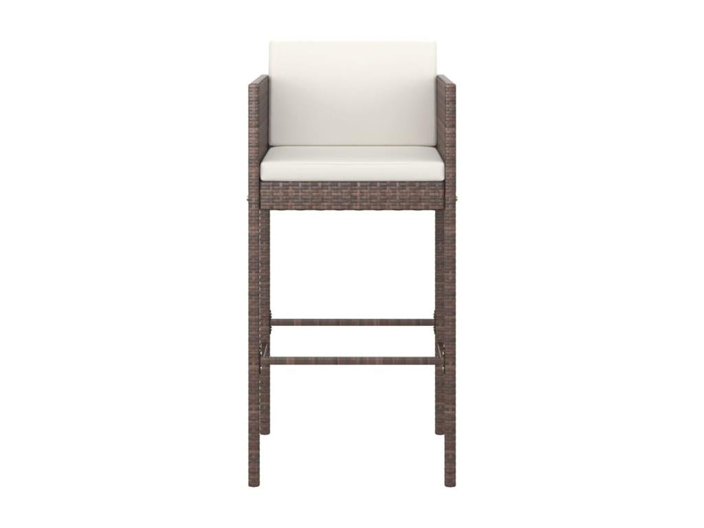 3-piece garden bar furniture and cushions, brown woven resin, GJLR75114