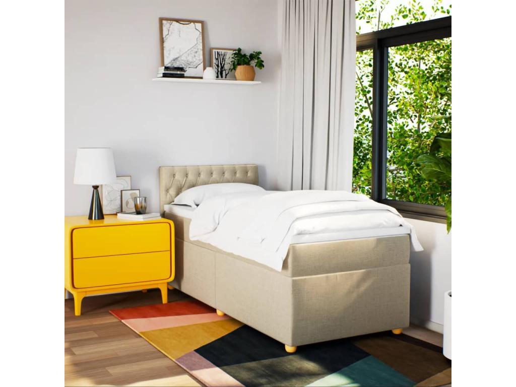 Boisona bed base and mattress, Cream 90x190 cm, Fabric CPNK97254