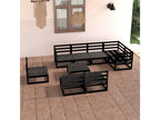 9-piece black solid pine wood garden furniture set HJBC04945