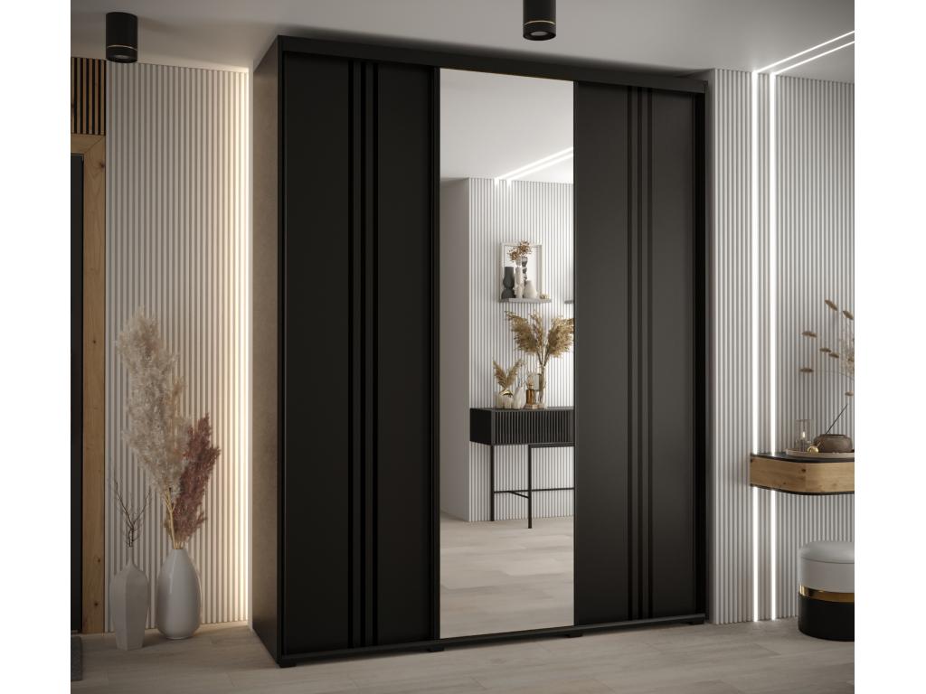 Nobellea 7 Sliding Door Wardrobe 235.2/190/45 3 Doors Black/Black/Black FWSA09636