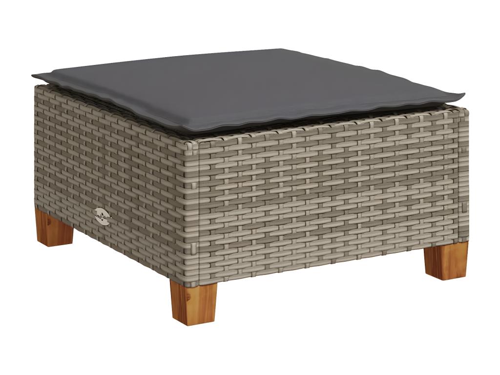 9-piece garden furniture set with grey resin wicker cushions IOXP89725