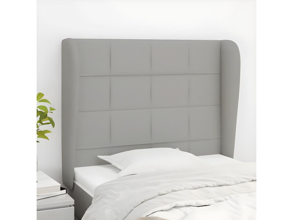 Headboard with wings, light grey, 103x23x118/128 cm, fabric RKTS87568