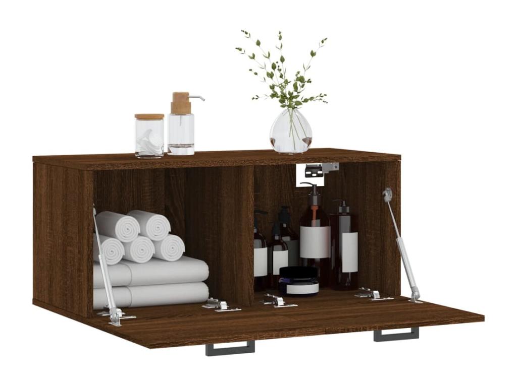 Wall-mounted cabinet in brown oak, 80x36.5x35 cm, engineered wood, RKMC96193
