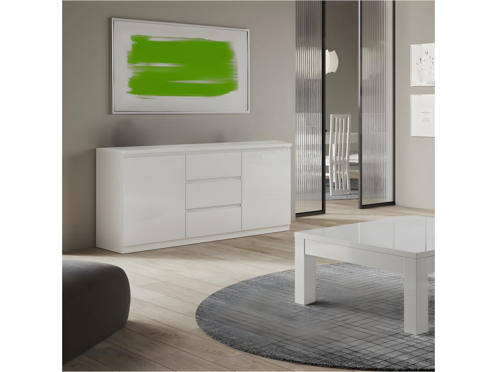 Boisona - 2-Door, 3-Drawer Buffet in High Gloss White Lacquer GFGE24478