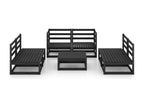 7-piece black solid pine wood garden furniture set RBAD64810