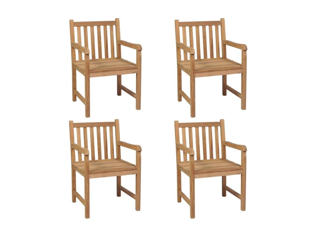 Set of 4 garden chairs with bright green cushions, solid teak JPAX28153