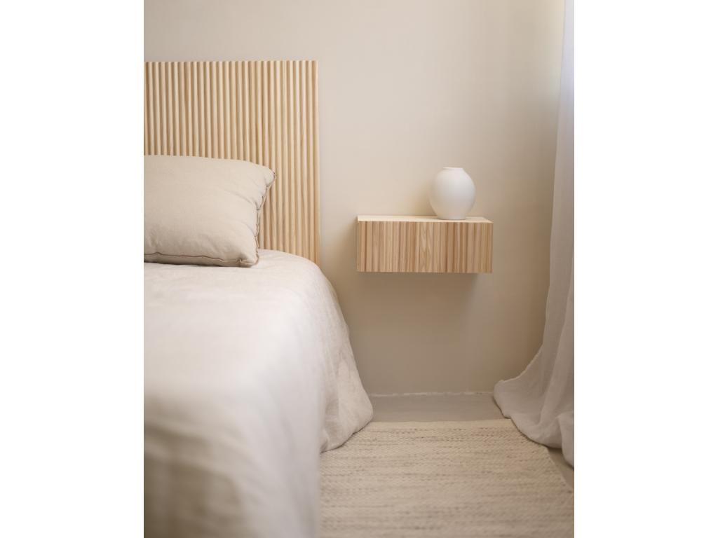 Natural-tone floating fir wood bedside table 40x15cm - Boisona NSMA26761