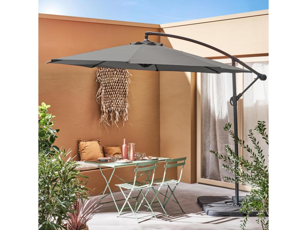 300cm Cantilever Parasol - Boisona - Grey - Anthracite Frame - Boisona Anti-Return System. OOYE95222