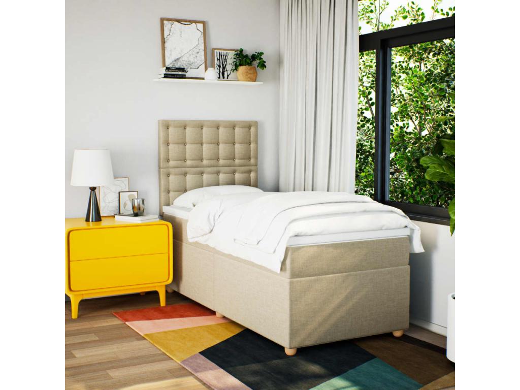 Nobellea bed base and mattress, Cream, 90x190 cm, Fabric BXPU49051