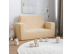 Children's 2-Seater Sofa, Cream, Soft Plush, TFQK56359