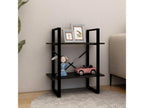 2-Tier Bookshelf, Black, 60x30x70cm, Solid Pine Wood, AYRL22066