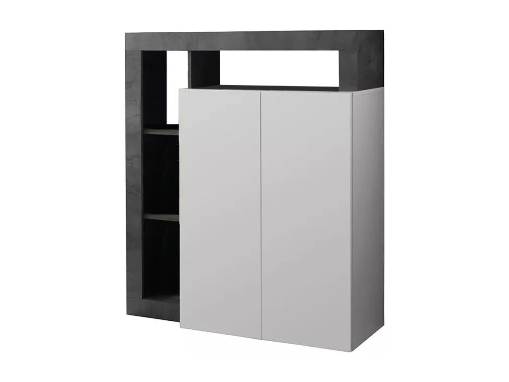 Nobellea Sideboard, Living Room Buffet, Kitchen Pantry, Made in Italy, 108x42x127 cm, Glossy White and Slate, NCGQ27848