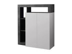 Nobellea Sideboard, Living Room Buffet, Kitchen Pantry, Made in Italy, 108x42x127 cm, Glossy White and Slate, NCGQ27848
