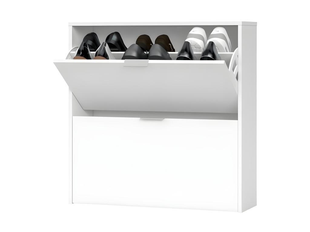 Shoe cabinet with 2 drop-down doors, white - Boisona - W 75 x D 22 x H 76 cm PXWI49075