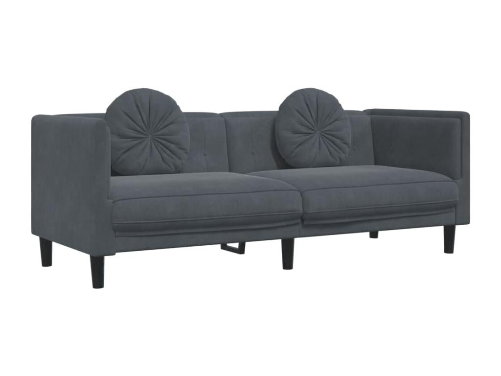 3-seater sofa with cushions, dark grey velvet HWDG57257