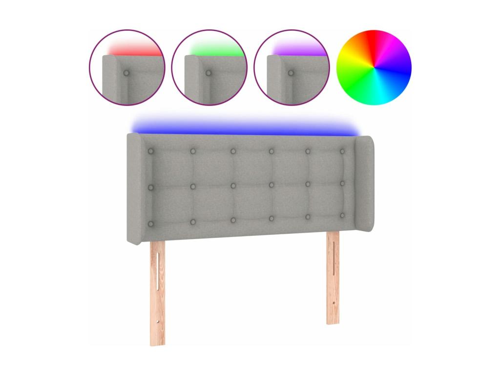 Light Grey LED Headboard 83x16x78/88 cm Fabric WSLR91386