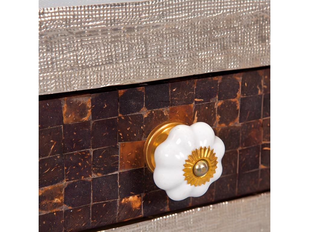 Nobellea Coffee Table with 2 Drawers, Silver, Black, White, Brown. MMAH51060