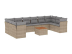 11-piece garden furniture set with beige resin wicker cushions WHFW02381