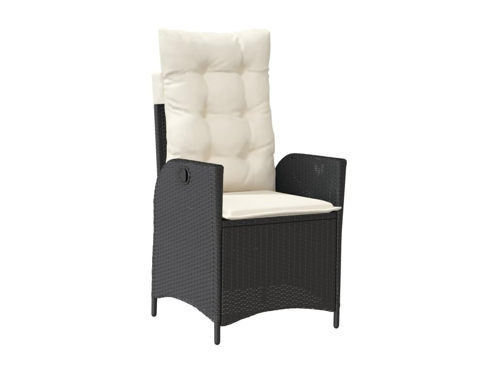 7-Piece Garden Dining Set with Cushions, Black Wicker Resin MRPY77743