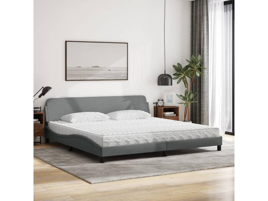 Bed with light grey mattress 200x200 cm fabric IVJQ11041