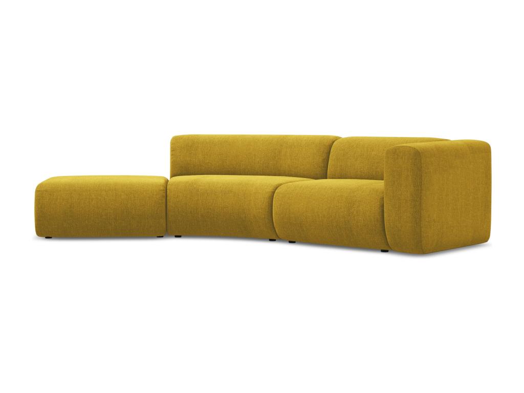 Modular 4-seater sofa, left-hand facing, in chenille fabric - mustard - Boisona SGVU57163