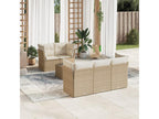 Garden furniture set with cushions, 6 pieces, beige woven resin, FGQH15317