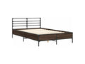Brown oak bed frame 140x200 engineered wood and metal WIJP48537