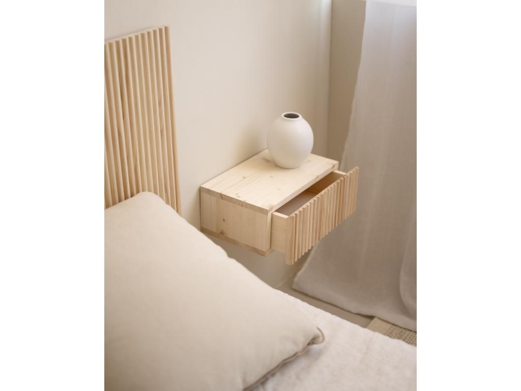 Natural-tone floating fir wood bedside table 40x15cm - Boisona NSMA26761