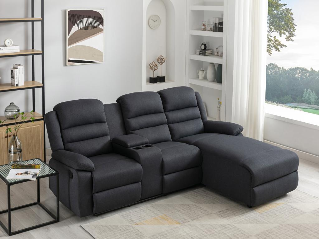 Elariva IKLJ10676 Right-Hand Corner Sofa in Anthracite Fabric