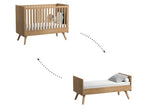 Complete nursery set: convertible cot, changing table, vintage wooden chest of drawers PKQL61553