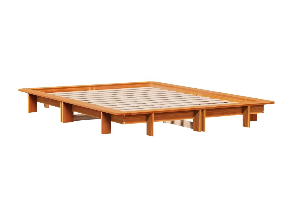 Bed frame without mattress, brown wax finish, 120x200cm, solid pine wood, AVNY13907