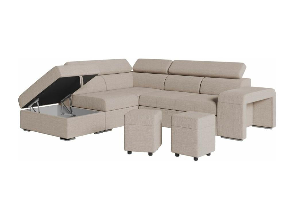 Boisona 3-seater left-hand corner sofa bed in fabric - Beige - W262 x D220 x H76cm - Boisona SYTS60316