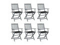 6-Piece Outdoor Folding Chairs with Cushions, Noblea Wood MDOC14991