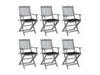 6-Piece Outdoor Folding Chairs with Cushions, Noblea Wood MDOC14991