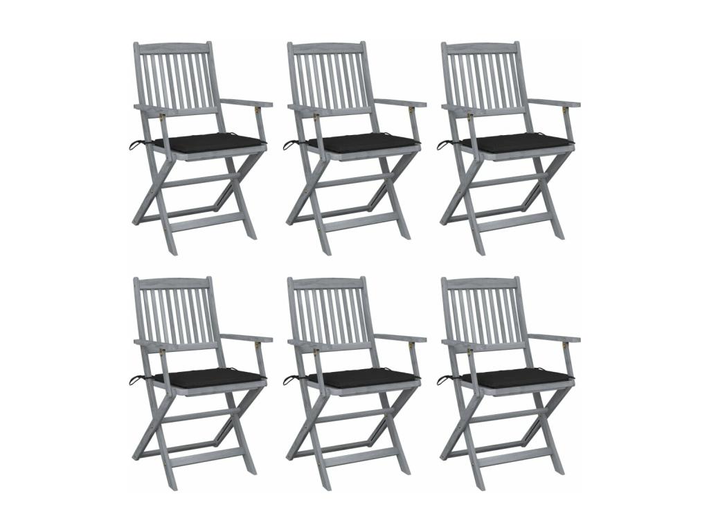 6-Piece Outdoor Folding Chairs with Cushions, Noblea Wood MDOC14991